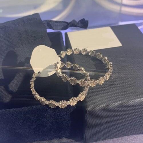 UMGODLY Fashion Silver Color Earrings Mono White Zirconia Geometric Octagonal Flower Hoop Earrings for Women Jewelry New Arrival