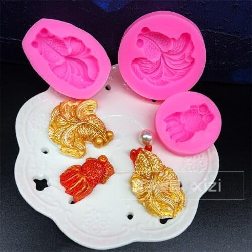 Goldfish silicone mold chocolate fondant cake decoration baking tools hand dripping glue candle mold resin keychain mold
