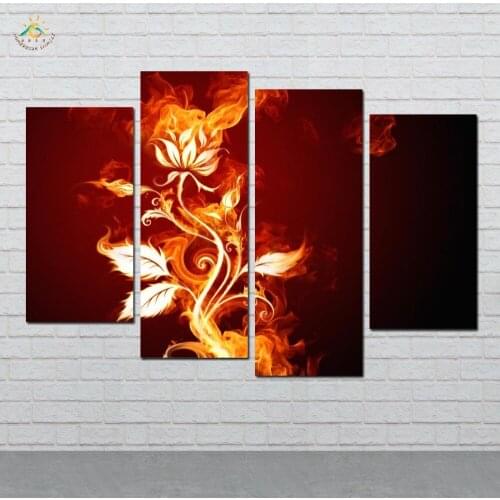 Modern Canvas Art Prints Poster Wall Painting Home Decoration Abstract Flower Flowers Artwork Wall Art Pictures 4 Pieces