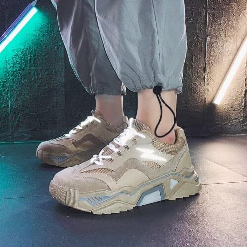 Reflective Top Mens Running Shoes Fashion Stylish Sneakers Male PU High Quality Street Walking Shoes Boys Fitness Footwear INS