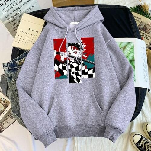 Japanese Anime Demon Slayer Male Hoodie Hot Sale Loose Sweatshirt Fashion Casual Tracksuits For Male Oversized Loose Pullovers