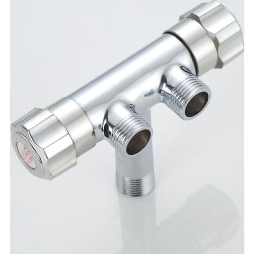 G1/2 Three-way Triangle Valve One Into Two Out Double Water Angle Valve Washing Machine Toilet Stop Valve Multi-function Tap