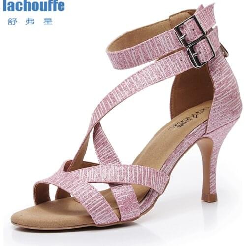 Ladies Latin Dance Shoes Black Women Glitter Ballroom Dancing Shoes for Girls High Heeled 7.5/8.5/10cm Salsa-dance-shoes EU33-43