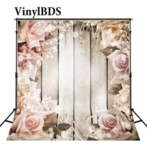 VinylBDS Anniversary Wedding Background Wood White Flower Multi-size Reable Background Wedding Romantic For Photography Studio