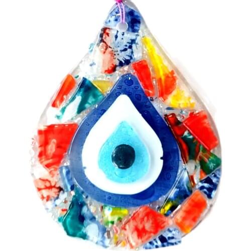 Cut Glass Drop Model Evil Eye Beads Handmade Colorful Wall Ornament