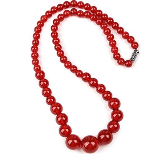 Bright red with dignified elegance 6 mm-14 mm Round and full of beads Carnelian necklace