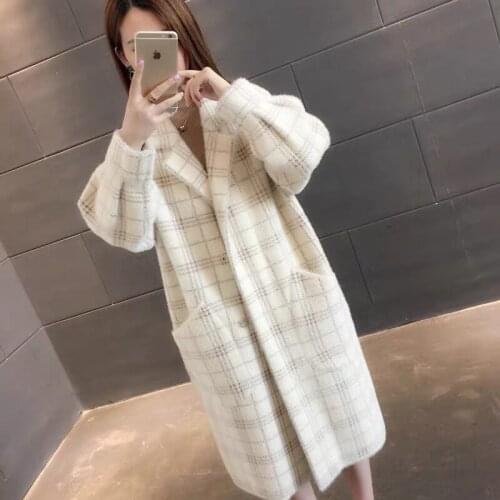 Womens Sweater Cashmere Cardigan Jacket Winter Korean Loose Thickened Imitation Water Velvet Jacket Lady Long Knitting Coat171