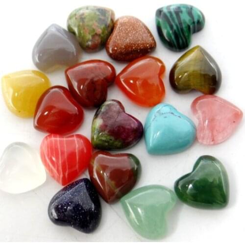10*10mm Natural stone cabochon heart pendant bead tiger eye aventurine No hole Jewelry making Jewelry necklace Accessories 50pcs
