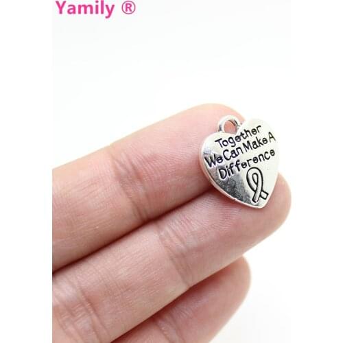15pcs--18x16mm Antique silver Heart Charm Pendant Together We Can Make A Difference Charm Pendants