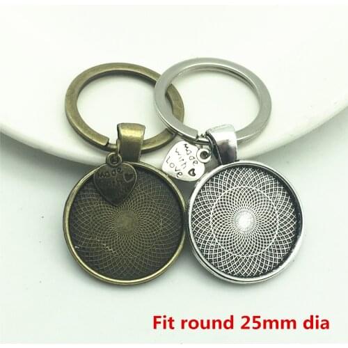 2pcs/lot Metal All Size Key Chain Diy Keyring Blank Cabochon Setting Fit Round Oval Dia Keys Pendant Diy Jewelry Making
