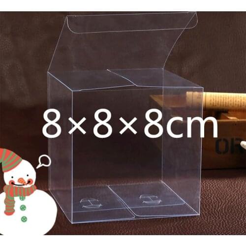 24PCS 8*8*8cm Transparent waterproof Clear PVC boxes Packaging small plastic box storage for food/jewelry/Candy/Gift/cosmetic