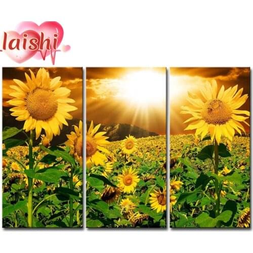 3pcs Sunflower Sea, Sunshine full diamond DIY diamond painting diamond embroidery kit cross stitch mosaic home decoration gift