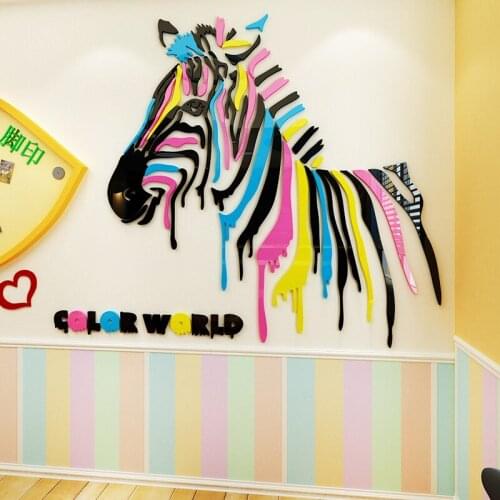 WS48 Cartoon zebra 3D stereoscopic wall sticker childrens room decorative paper Nursery Wall Art Painting decoration