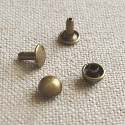 6mm Ball Cap Metal Rivets, Double Headed Antique Bronze Plated Metal Rivets, Pack of 1000 Sets