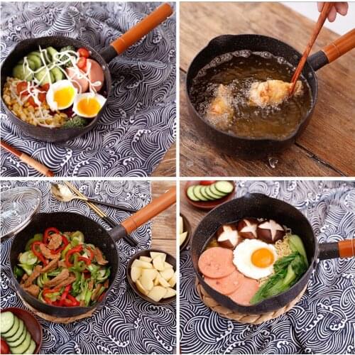 18/20 Cm Snow Pan Aluminum Nonstick Saucepan Wooden Handle Cooker Boiled Porridge Food For Gas Stoves Kitchen Supplies