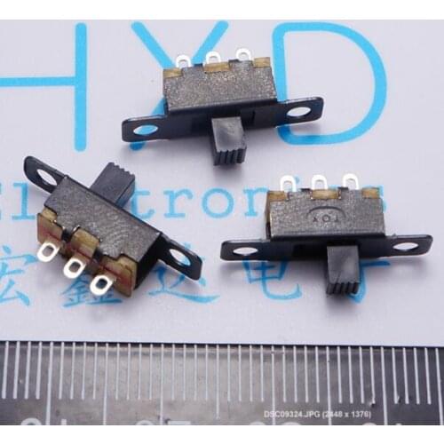 Free shipping 200PCS SS12F15 toggle switch 1P2T SPDT 3PIN SS-12F15 slide switches handle 4mm best quality