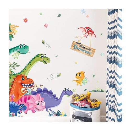Dinosaur World Wall Stickers Creative Kids Room Kindergarten Decor Classroom Cultural Wall Layout Self-adhesive Paper Wall Mural