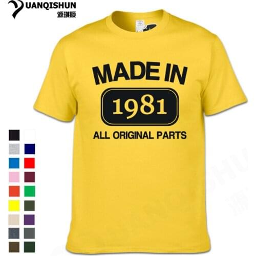 New 100% Cotton Boutique T-shirt Made In 1981 All Original Parts Funny Birthday Gift T-Shirt Novelty Custom Present Tees Hip Hop