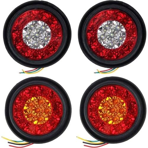 Hot sale 1Pc 12V car 4" Round Red/Amber 16-LED Truck Trailer Brake Stop Turn Signal Tail Lights