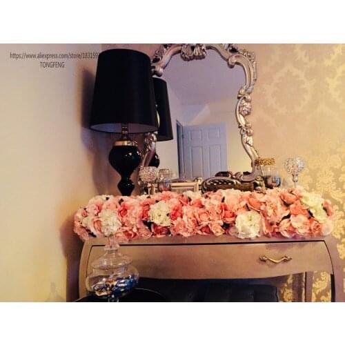 Artificial silk rose and hydrangea arch flower decoration flower runner wedding flower row Mixcolor TONGFENG