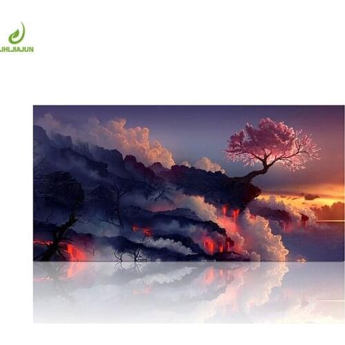 JHLJIAJUN Modular Colorful Cloud Tree Nordic Wall Art Print And Poster Dining Living Room Home Bedroom Decor Picture
