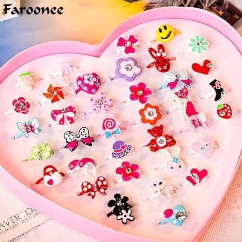 10pcs/lot Love Kids Cute Sweet Rings Design Flower Animal Fashion Jewelry Accessories For Child Finger Creative Rings Chic Gift