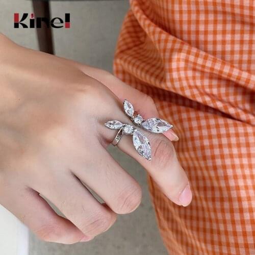 Kinel Genuine Real 925 Sterling Silver Women Rings Fashion Bijoux AAAA Zircon Butterfly Animal Ring Silver Jewelry