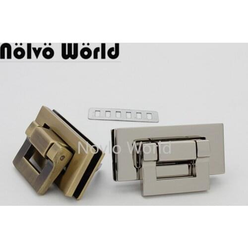Nolvo World 2-10 pieces 45*21mm Flip lock Silver Brush antique brass Lock Handbag Hardware Accessory Purse Lock Clasp