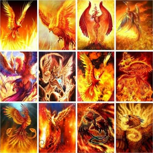 Huacan Diamond Painting Kit Phoenix Rhinestone Pictures Embroidery Mosaic Animal Home Decor Gift