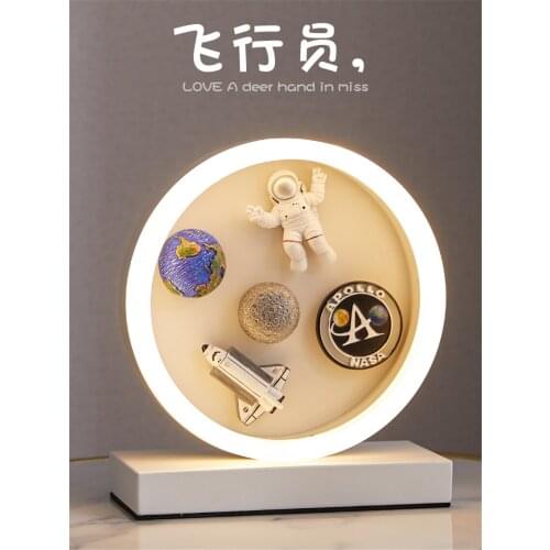 Nordic Cartoon Round LED Table Lamps Childrens Room Boy Bedroom Bedside Lighting Study Simple Dimming Decorative Table Lights