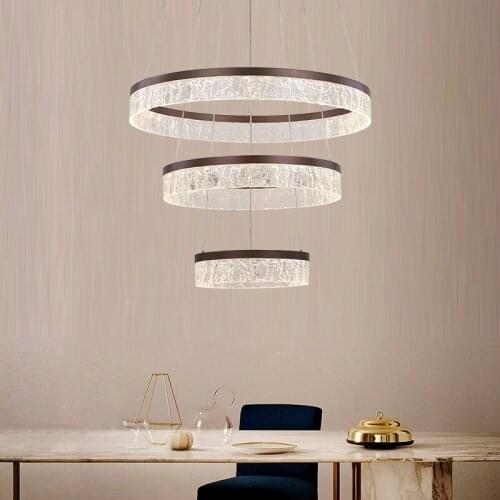 New living room chandelier simple modern atmosphere home circle LED creative personality acrylic ring hanging lamps circle light