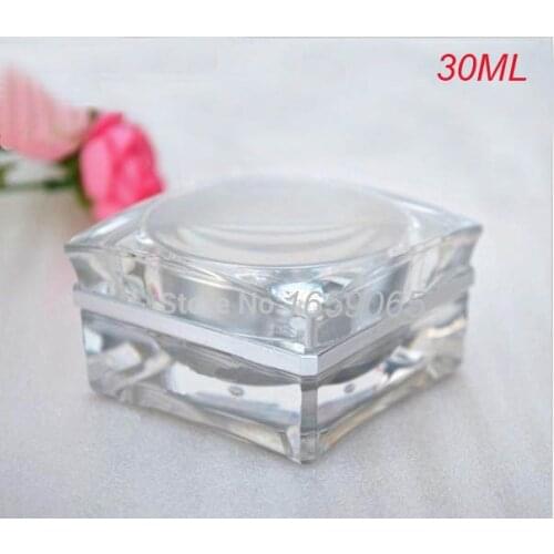New 30g silver square shape acrylic cream bottle eyecream jar Cosmetic Packaging Cosmetic Jar