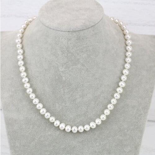 New Arriver Genuine Freshwater Pearl Necklace 6-7mm AAA White Color Natural Pearl Necklace,Good Quality Classic Knotted Pearl