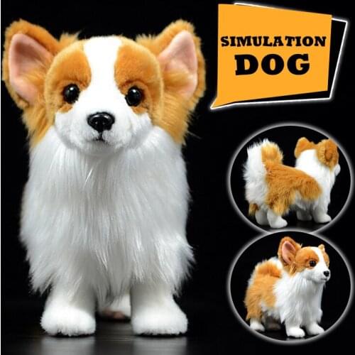 Realistic Plush Pomeranian Dog Doll Simulation Corgi Dog Stuffed Toys Pet Lovers Gifts Kid Toys Home Decor Crafts