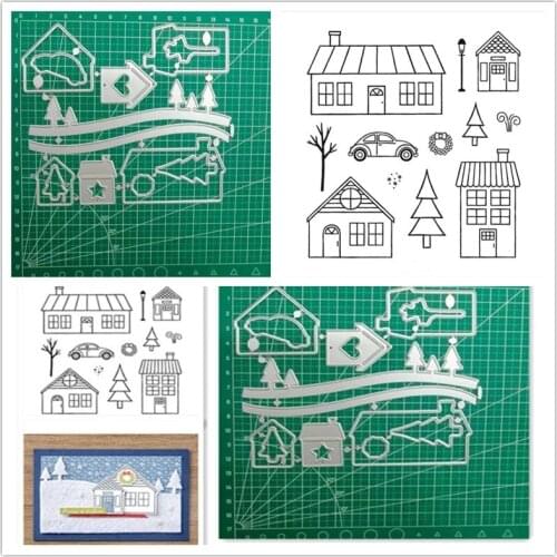 Christmas HOME Metal Cutting Dies and Stamps for DIY Scrapbooking Photo Album Handmade Embossed Card Clear Stamps and Dies