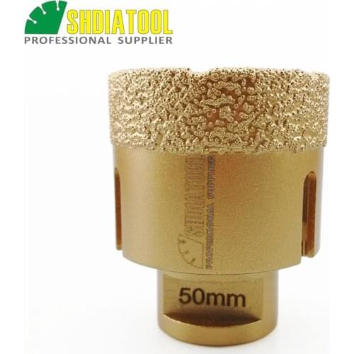 SHDIATOOL Dia 50mm M14 Vacuum Brazed Diamond Core Bits Professional Ceramic Drilling Bits Stone Hole Saw Diamond Drill Bit