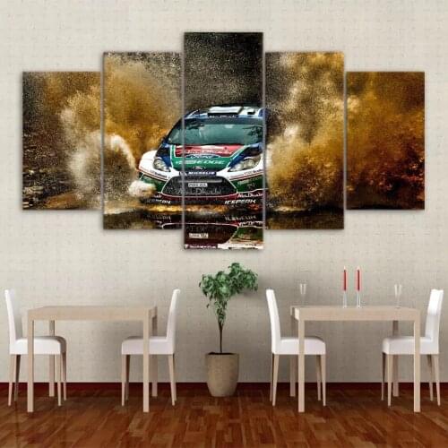 5 Panel Racing Car Fly Sand Framed Modern Hd Modular Poster Printed Painting Canvas Home Room Decor Office Wall Art Pictures