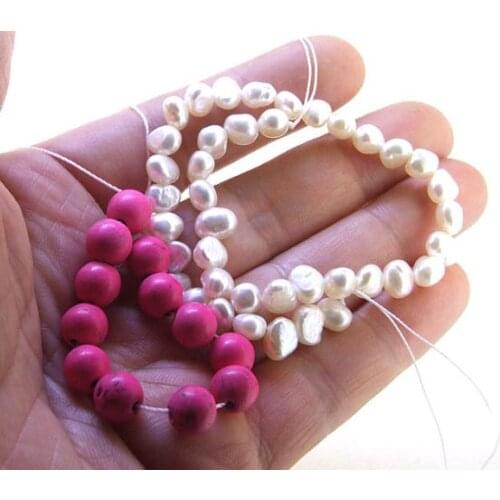 Unique Pearls jewellery Store,White Freshwater Cultured Pearl Loose Beads Peach Turquoise Gemstone Loose Beads LC3-150