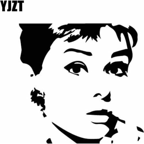 YJZT 15.3CM*14.7CM Charming Audrey Hepburn Witty Movie Actress Car Sticker Deco Vinyl Decal Delicate Black/Silver C27-0207
