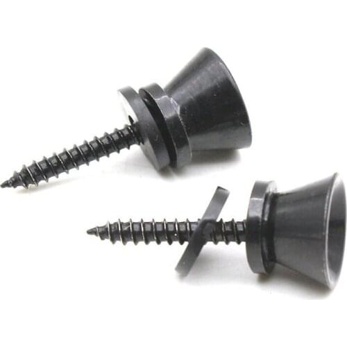 2pcs Guitar Strap Lock Pins Peg Metal for Acoustic Electric Guitar Ukulele Bass Universal Black