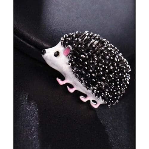 Black Enamel Hedgehog Brooches For Women Lovely Animal Fashion Jewelry Pins Gift 2021 Little Hedgehog Brooch