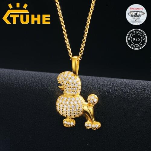 Fashion Moissanite Animal Pendant Necklace Top Quality 100% 925 Sterling Silver Necklace For Women Hip Hop Jewelry Drop Shipping