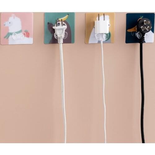 1Pcs Cute Animal Home Office Wall Adhesive Plastic Power Plug Socket Holder Hanger Wall Storage Hook