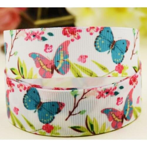 22mm 25mm 38mm 75mm Butterfly cartoon printed Grosgrain Ribbon party decoration 10 Yards X-04284