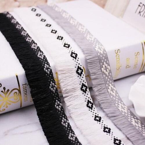 50yard DIY Tassel Lace Ethnic Style Fringe Lace Trim Jacquard Ribbon For Sewing Clothing Dress Curtain Bedding Accessories Decor