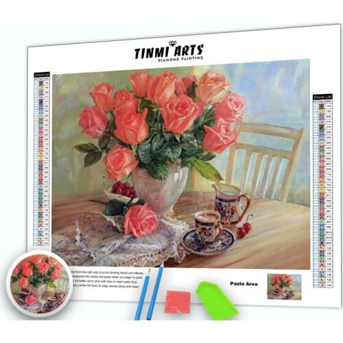 5D DIY Diamond Painting Flower Cross Stitch Kit Mosaic Diamond Embroidery Rose Full Round Drill Home Decoration