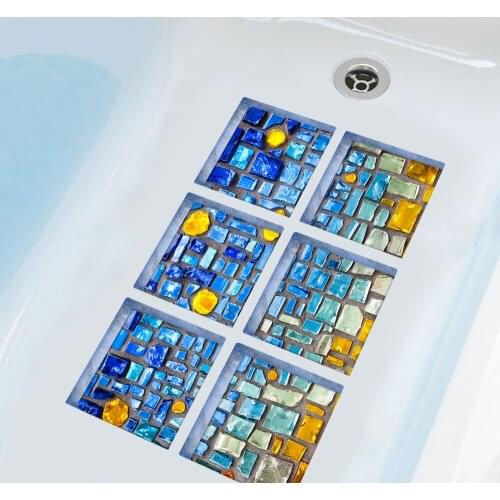 6pcs/set 3D Bathtub Stickers Waterproof Adhesive Non Slip Bathroom Decor Bath Tub Stickers Wall Sticker Home Decoration 15x15cm