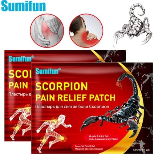 Sumifun 8Pcs Scorpion Venom Nature Herbal Plaster Back Pain Knee Pain Relief Neck Arthritis Joint Analgesic Muscle Sprain Relief