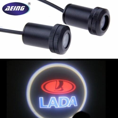 AEING 2*Universal Ghost Shadow Logo welcome Car LED Door Light Laser Slide Projector logo Emblem light For Lada granta/kalina