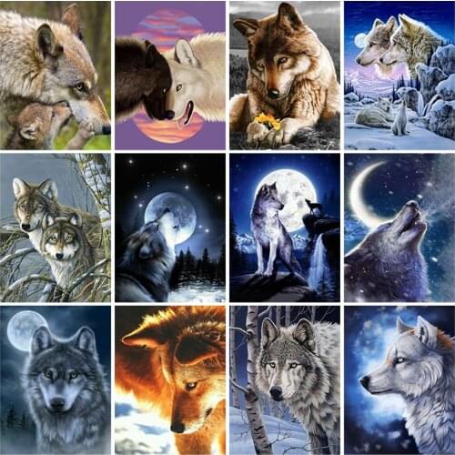 DIY Wolf 5D Diamond Painting Mosaic Full Square Drill Animal Diamond Embroidery Cross Stitch Handicraft Gift Wall Art Home Decor